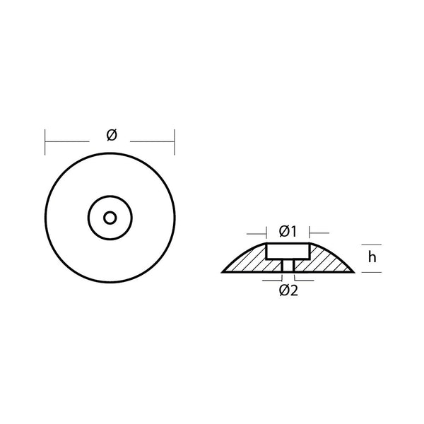 Tecnoseal Rudder / Trim Tab Anode - Zinc
