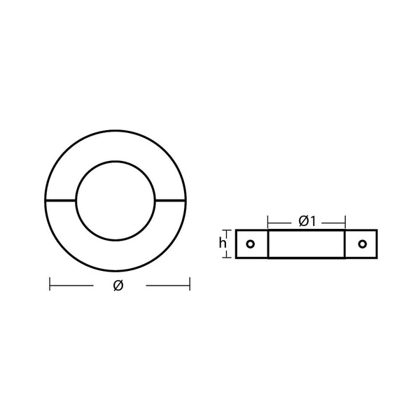 Tecnoseal Large Size Shaft Collar Anode - Zinc