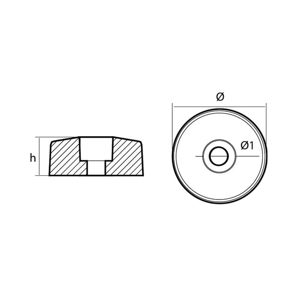 Tecnoseal 01042 Flex-O-Fold Propeller Side Anode - Zinc